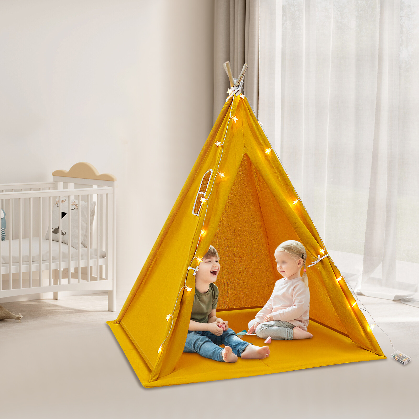 Children's Indoor Playhouse Play Tent With Light for 1-3 Kids Home Tent For Kids