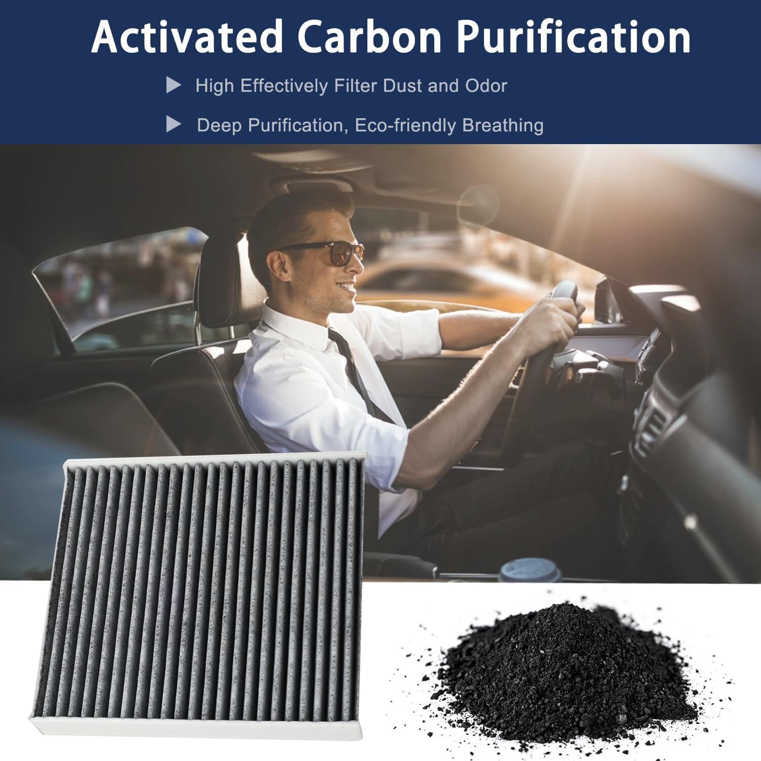 Cabin Air Filter with Activated Carbon, Replacement for CP134 (CF10134), Fit for