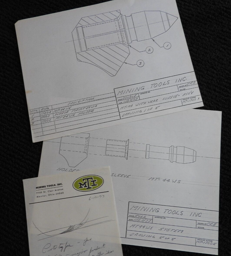 1977 MTI Mining Tools Inc "Carbide Drilling Bits" Engineering Brochure Mentor OH