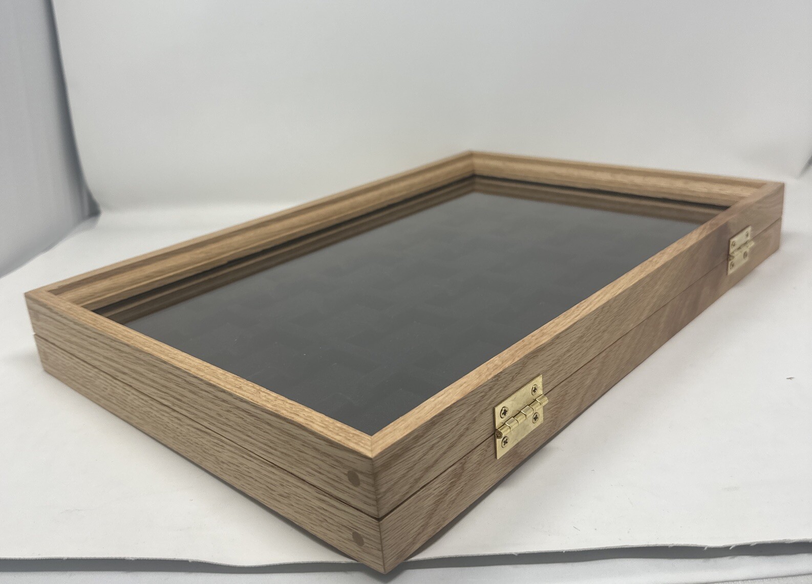 Black Lighter Insert Oak Wood Display Case 12 X 18 X 2 with 30 Black Compartment