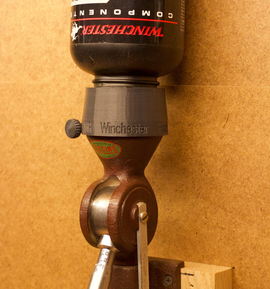 Bottle Adapter for Redding Powder Measure with Baffle