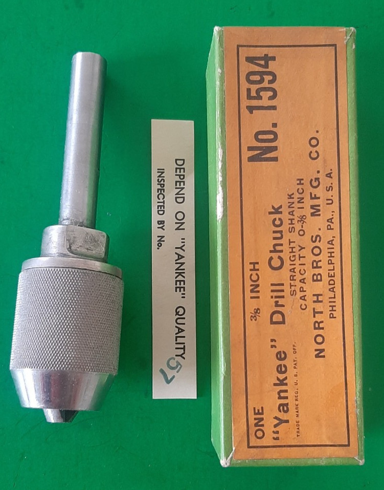 NOS NEW 3/8" Yankee Drill Chuck No. 1594 1/2" Straight Shank North Bros MFG