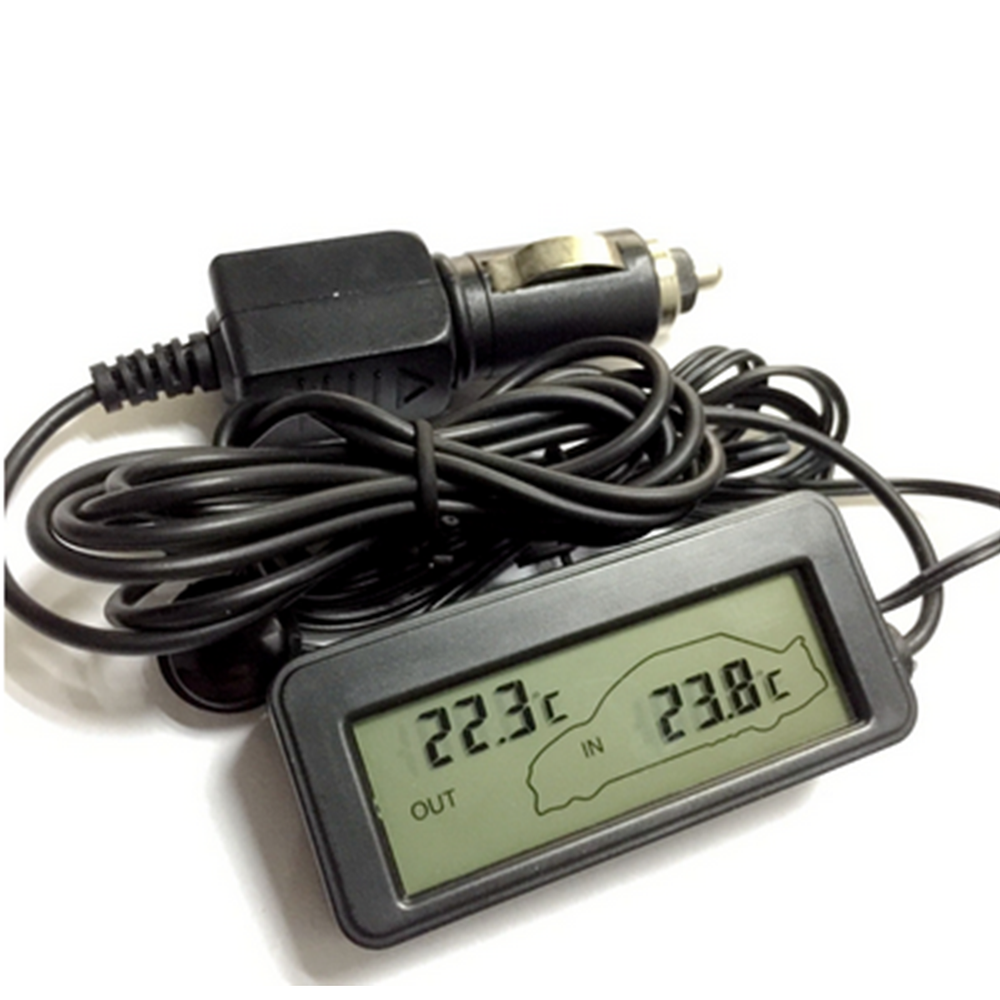 12V Car LCD Digital Display Thermometer Inside &Outside Temperature Gauge Meter
