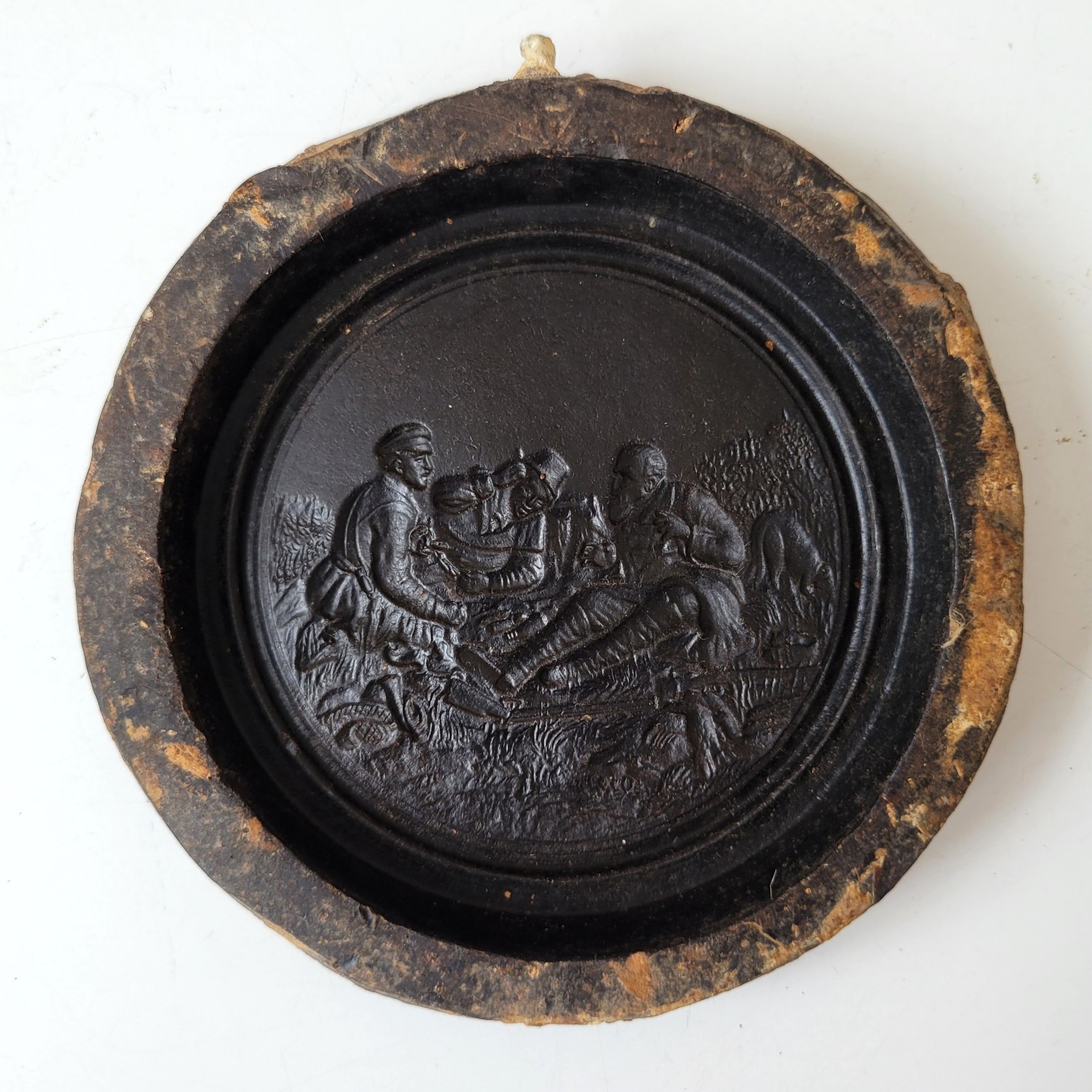 Hunter scene 30s Vintage wax form Antique casting mold Relief Tool Hunting