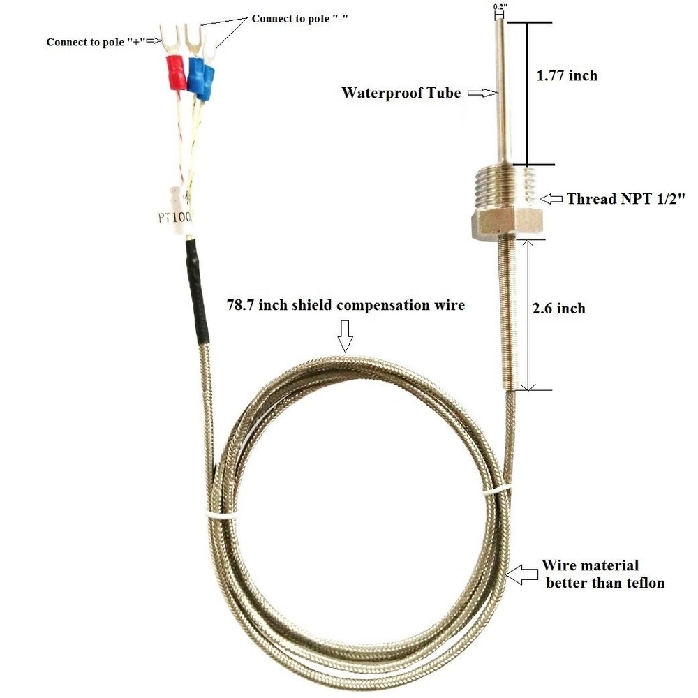 Waterproof RTD PT100 Temperature Sensor - Thermistor Probe for PID Temperatur...