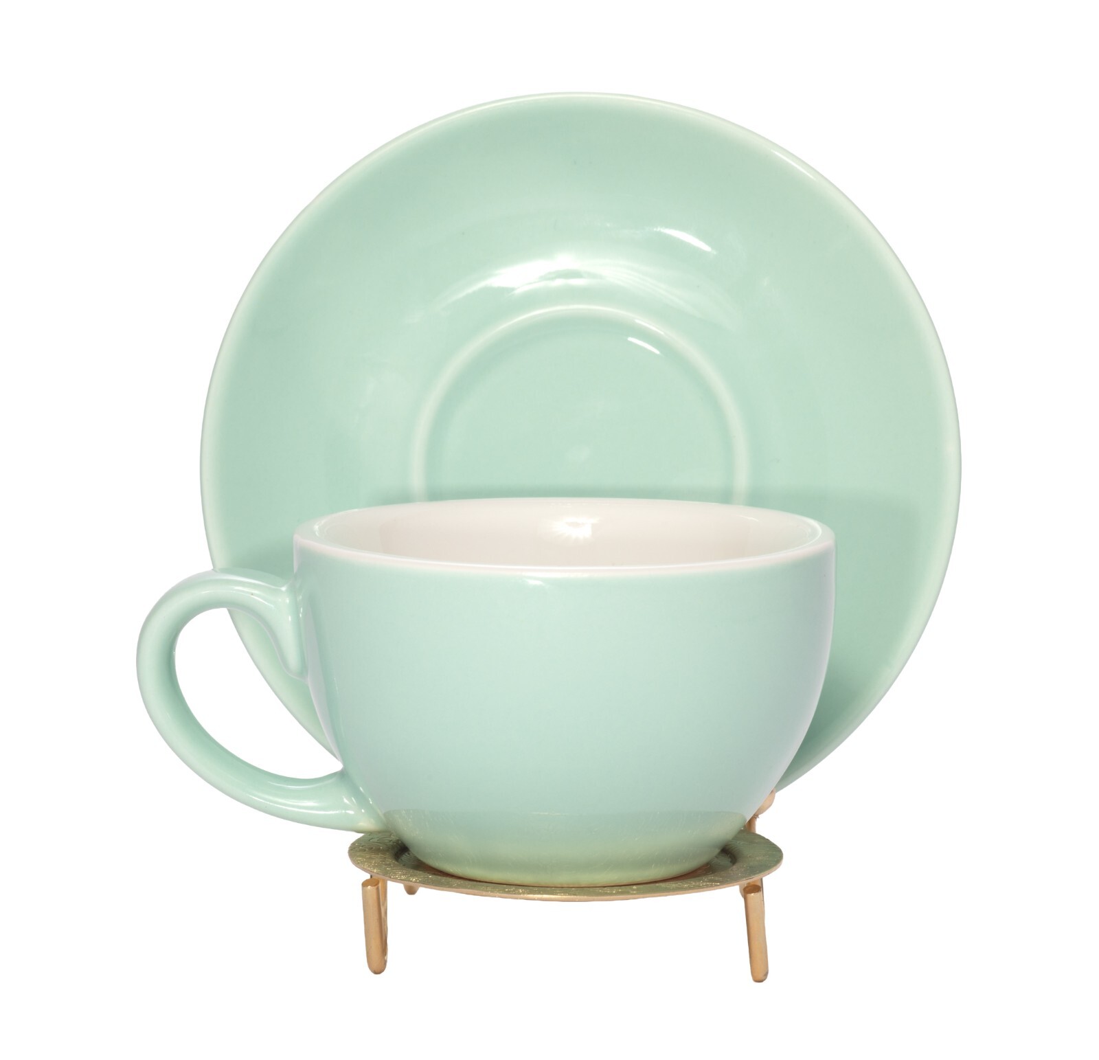 Etched Base Cup & Saucer Stand - Elegant Display Holder for Tea Sets | 6 Pack