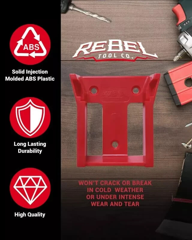 Rebel Tool Co. Battery Mount Dewalt & Milwaukee 6 Count