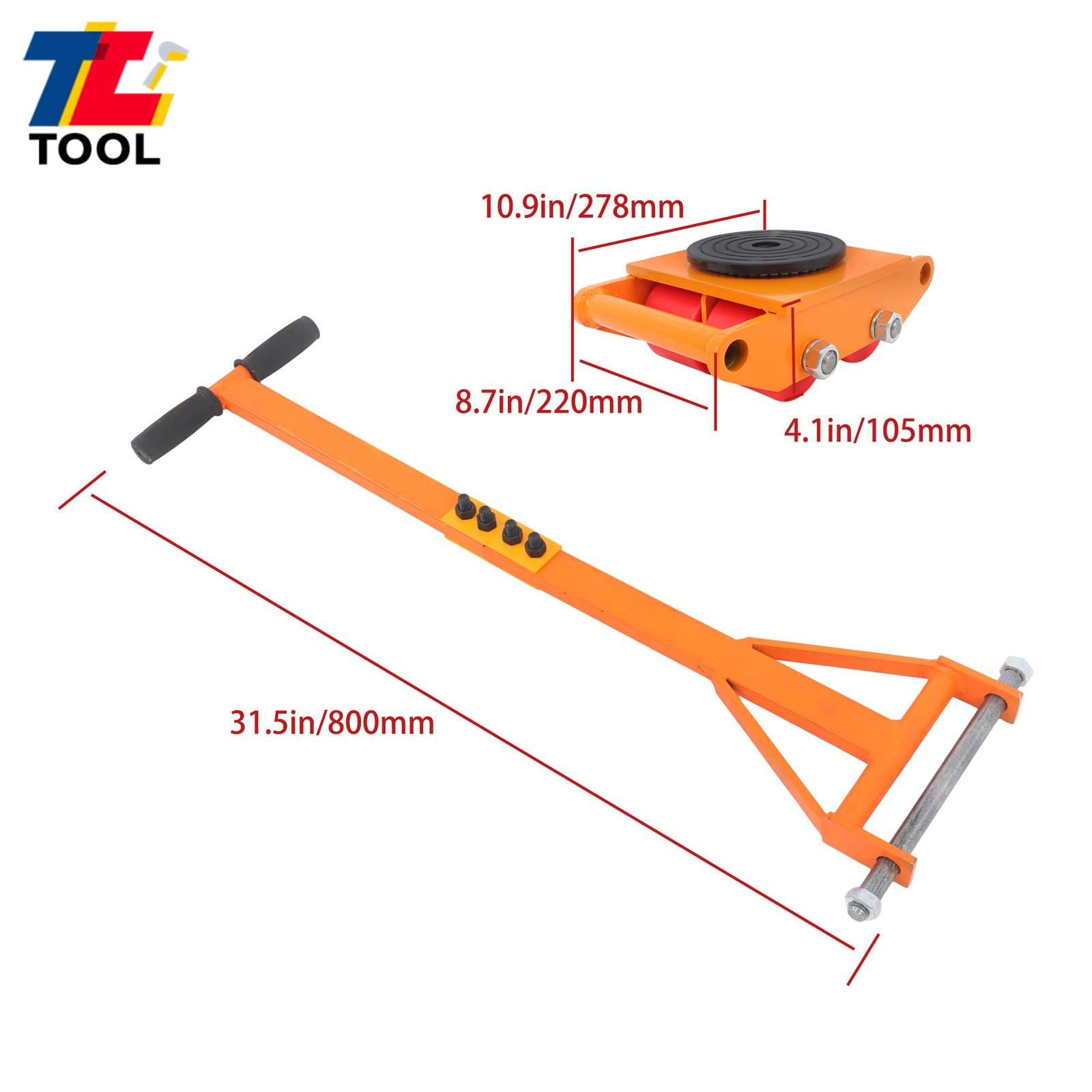 4 Pcs 360° Rotation Heavy Duty Machinery Skates Dolly 6T/13200Lbs With Handle