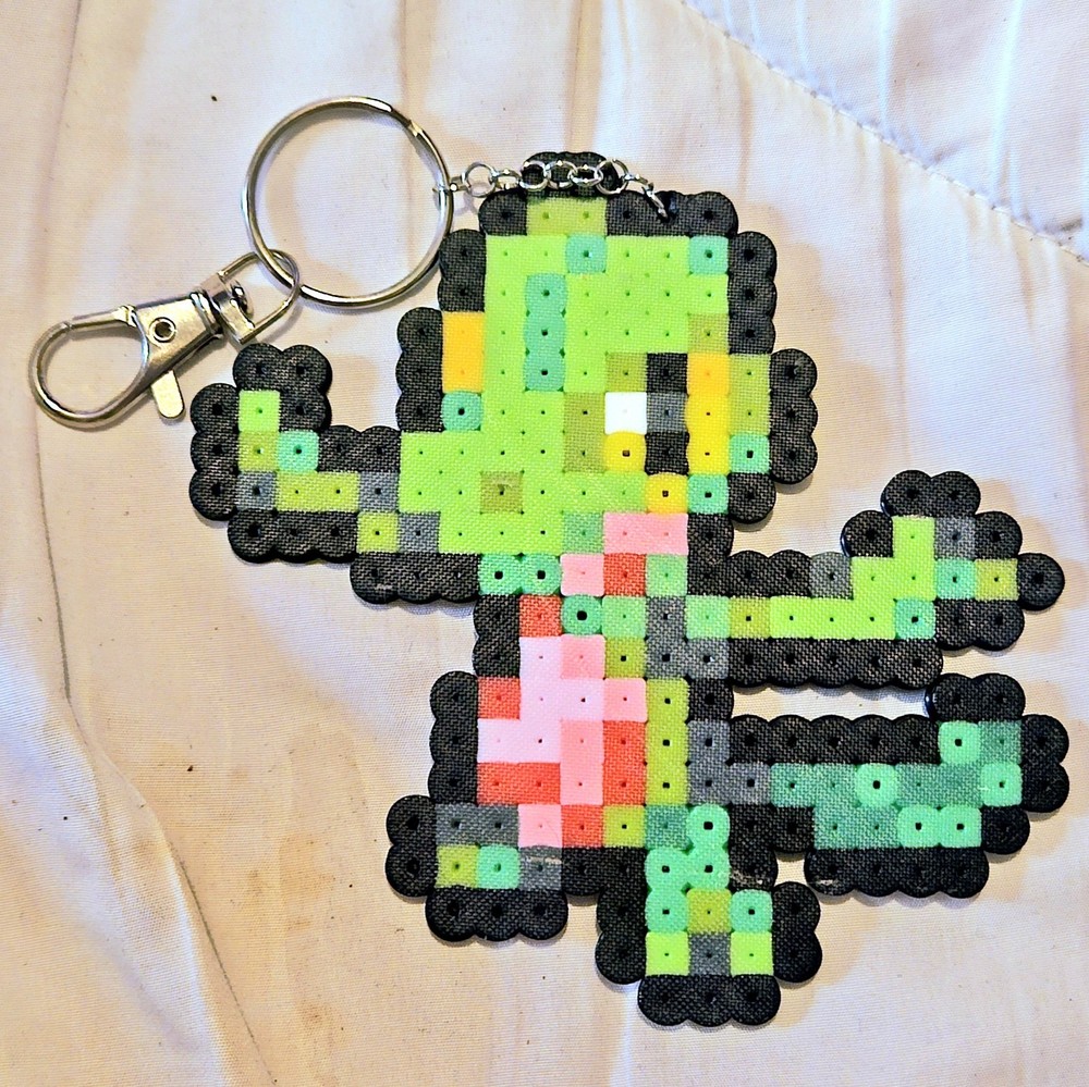 Pokemon Treecko Sprite Perler Bead Art Keychain!