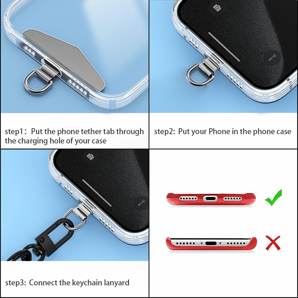 TENOC Metal Phone Tether Tab, Patch, Universal One Size, Sliver