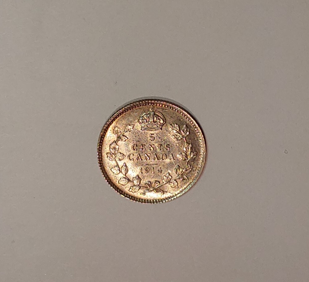 Canada CH BU 1914 Silver 5 Cent Nickel - C8035