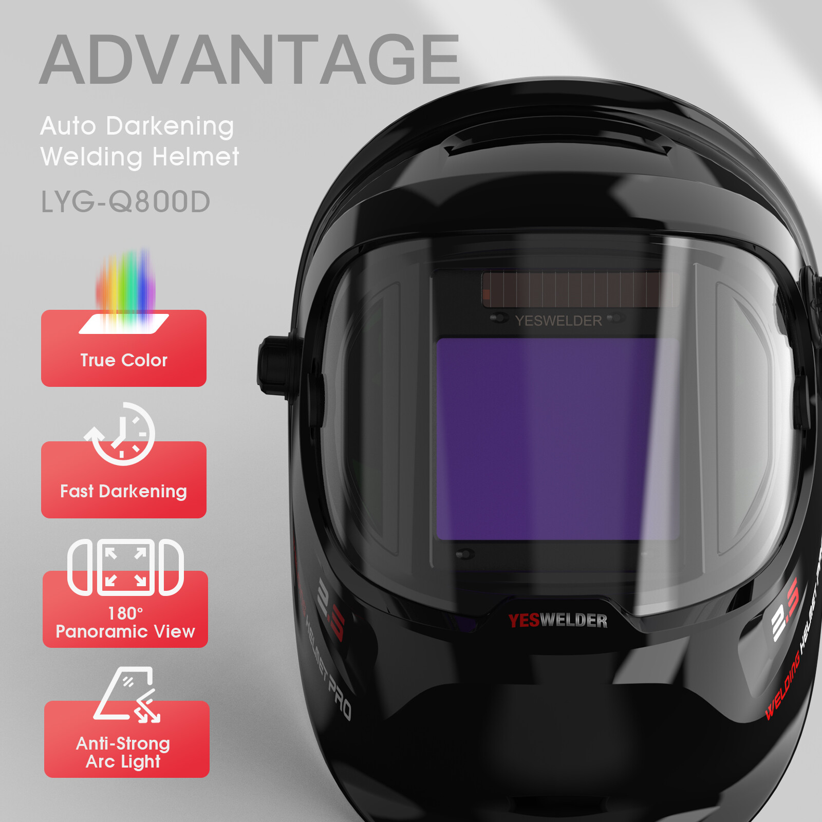 Large View True Color Auto Darkening Welding Helmet/Mask/Hood TIG MIG ARC