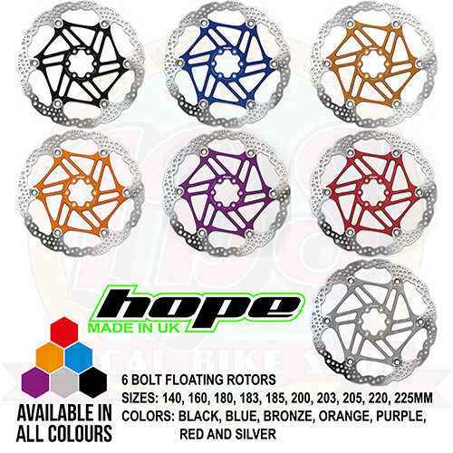 Hope 6 Bolt Floating Disc Rotor - All Colors and Sizes - Brand New
