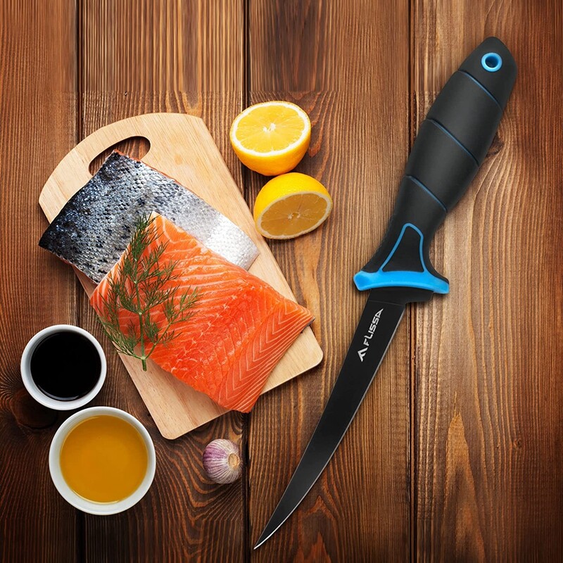 FLISSA 4-Piece Fillet Knife Set Boning Knife & Bait Knives with Sharpener New