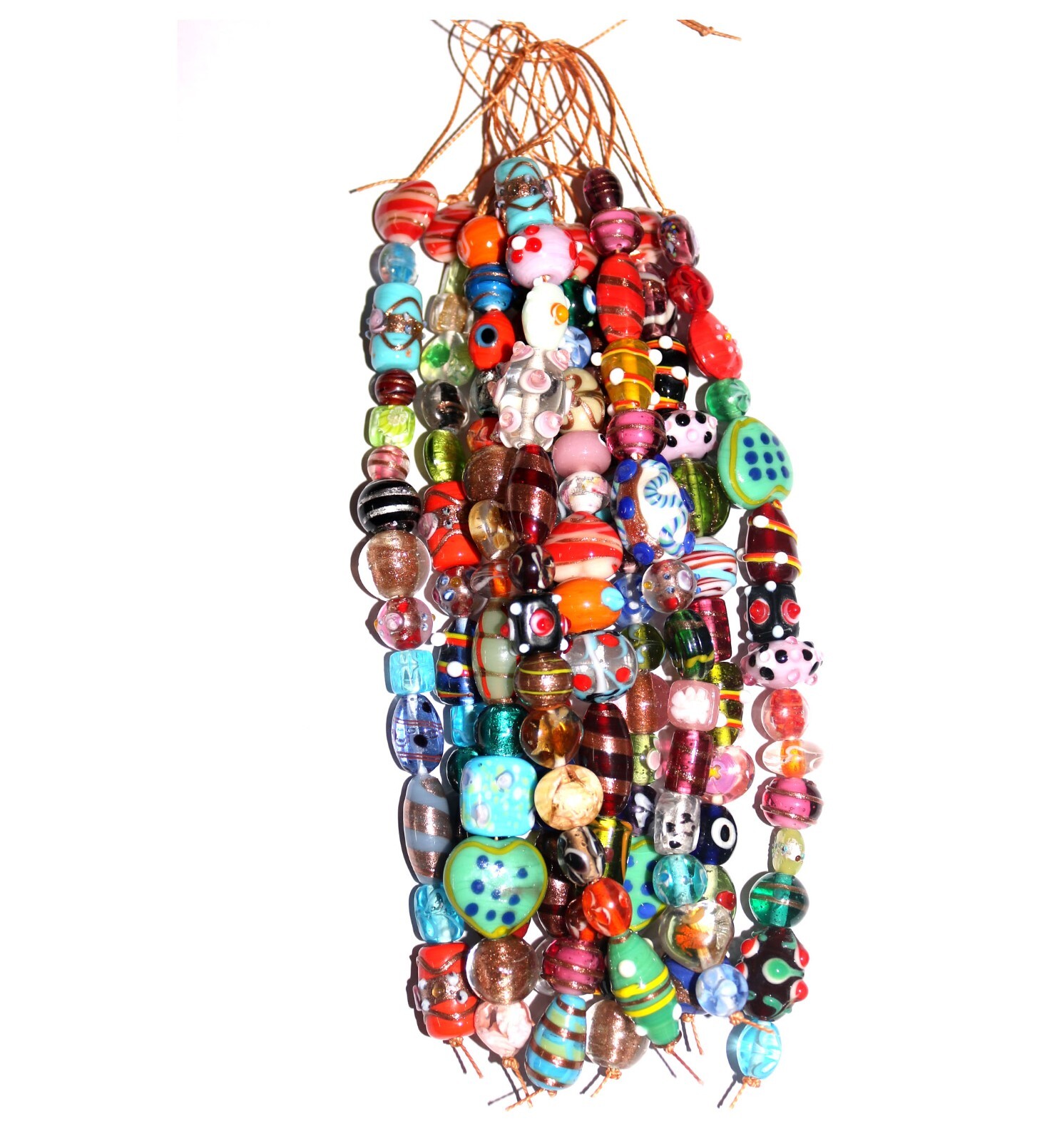 25 Strands Lamp work Beads Mixed Style & Colors, Handmade Glass Jewelry Beads.