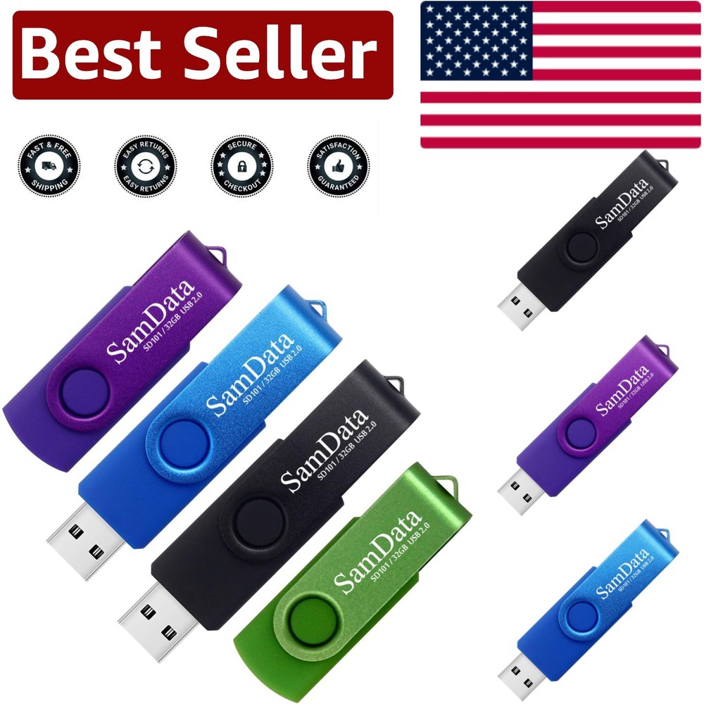 4-Pack 32GB USB Memory Sticks with LED Indicator for Fast Data Backup & Transfer