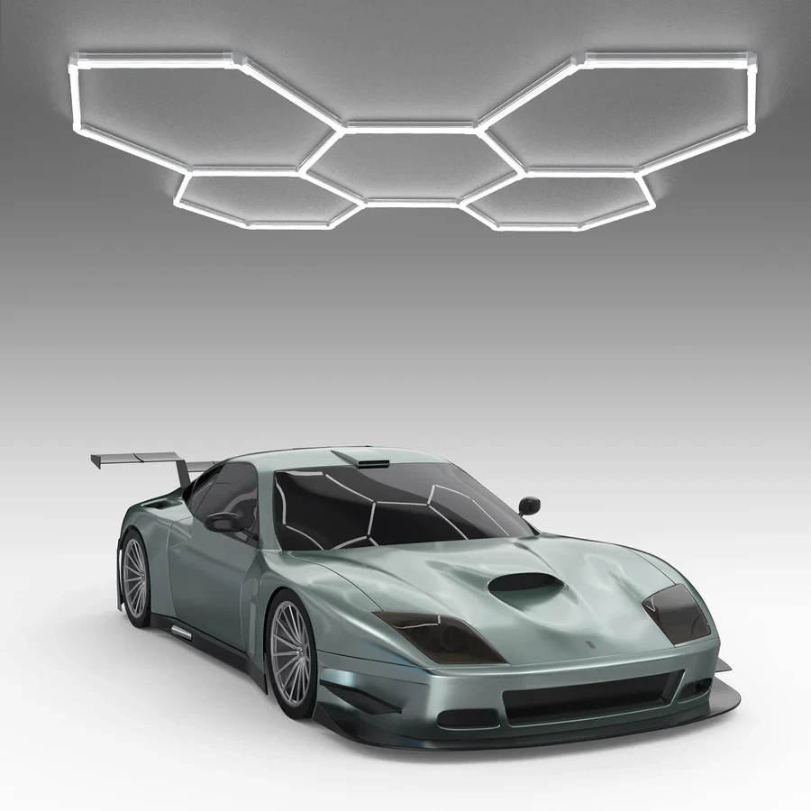 Hexagon Garage Lights: 192W 19200LM 5 Grids Hexagon Led Light 6500K Ultra Bright