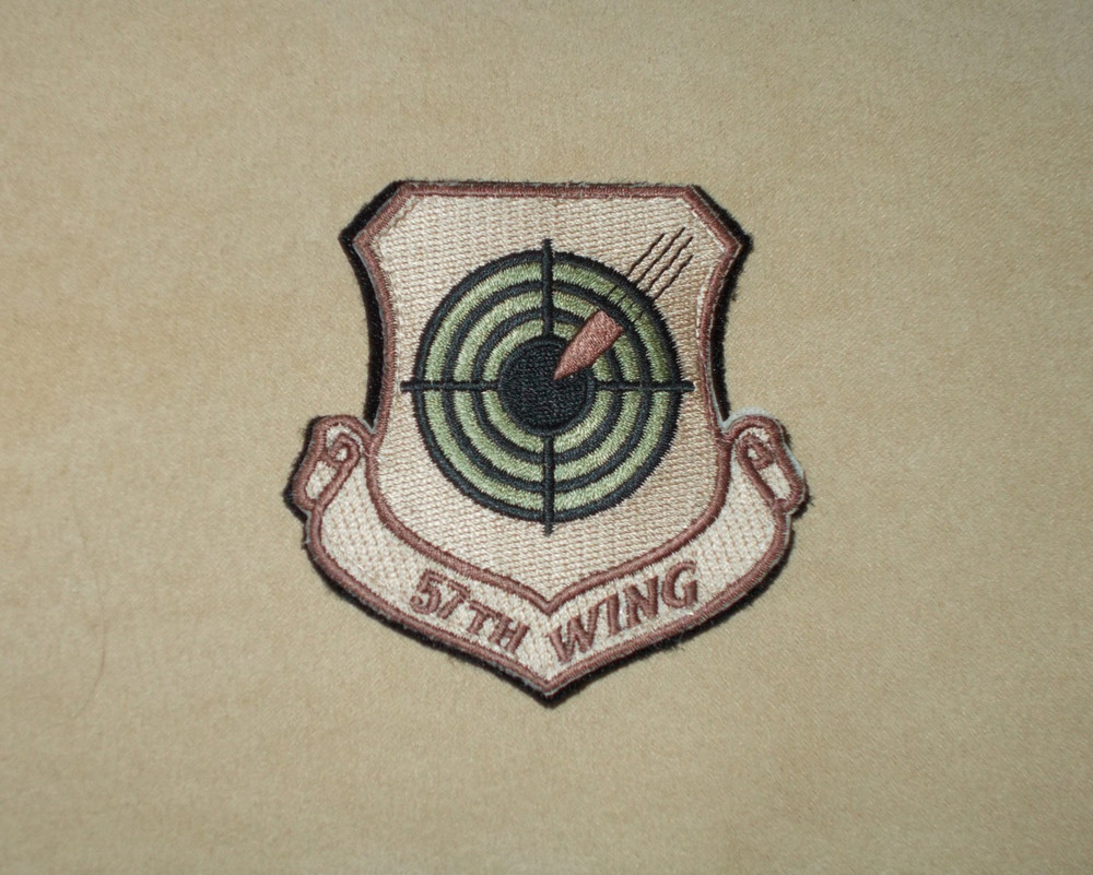 USAF 57TH WING NELLIS AGGRESSORS THUNDERBIRDS DESERT TAN HOOK & LOOP PATCH