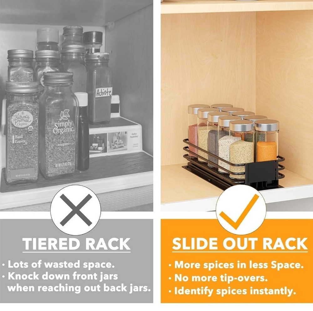 SpaceAid Pull Out Spice Rack Organizer for Cabinet, Heavy Duty Pull Out