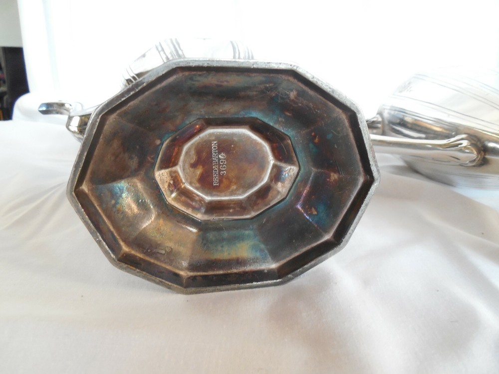 Reed Barton Art Deco silver tea & coffee pots monogrammed A