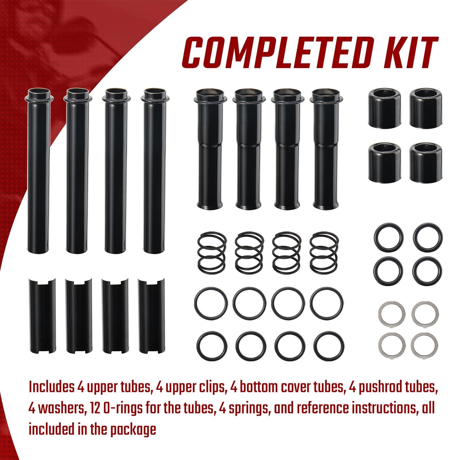 Complete Harley M8 Adjustable Pushrod Tube Cover Kit for 17-up Touring Softail