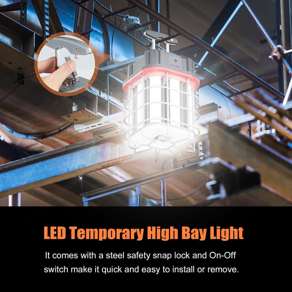 80W Linkable LED Temporary Work Light Hanging Construction Lights 5000K 11600LM