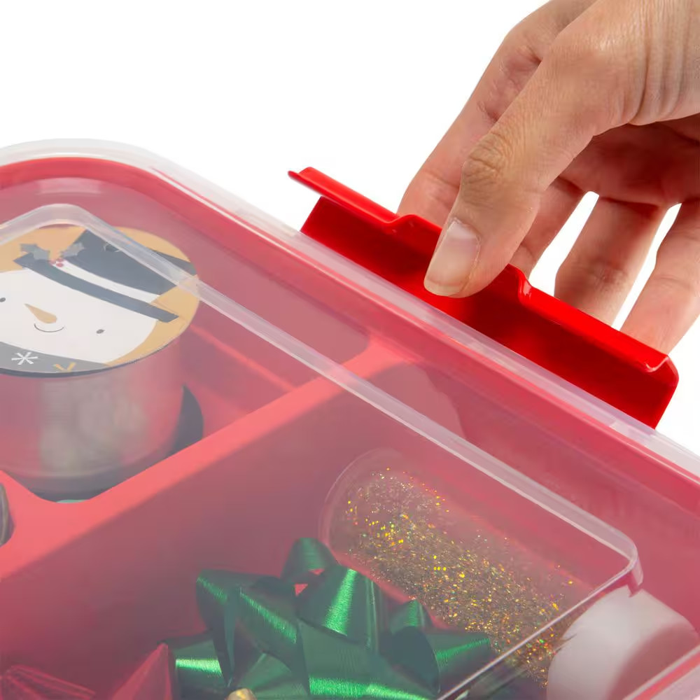 5 Compartment Gift Supply Storage Box in Red