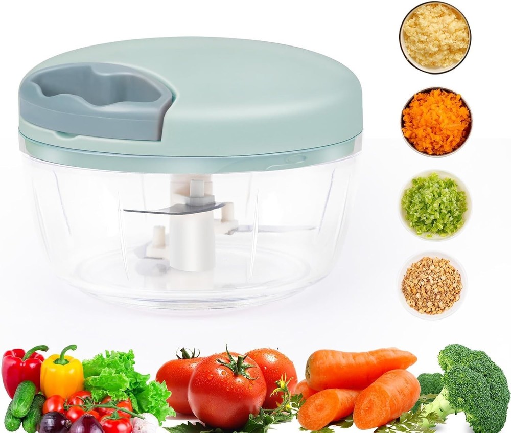 Vegetable Chopper Manual Food Chopper with Container, Hand Pull String Veggie