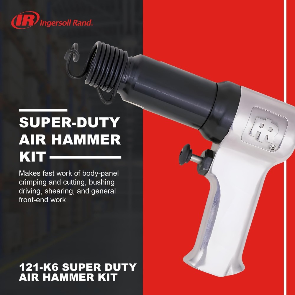121-K6 Super Duty Air Hammer Kit, 121/Q Tool Plus 6 PC Chisel Set with Storage C