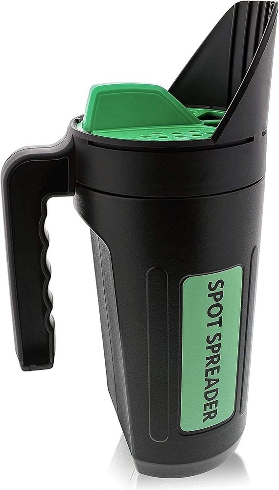 Efficient Hand Spreader Shaker for Seeds & Ice Melt – Adjustable Openings 80oz