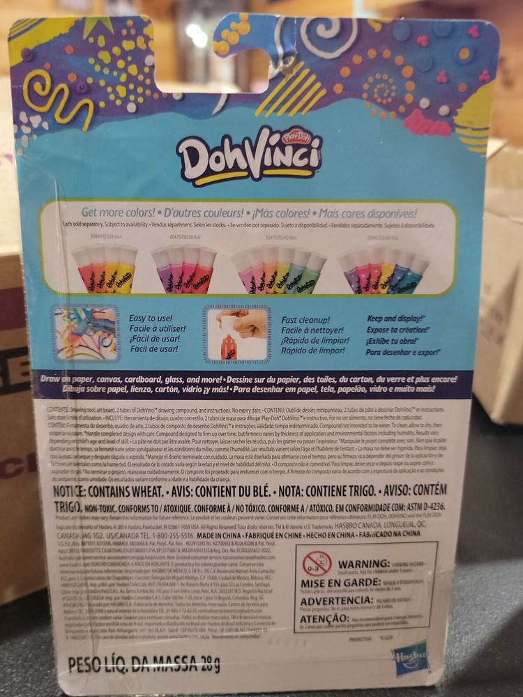 DohVinci Basic Set Play-Doh Brand Drawing Compound Tool & 2 Tubes NEW