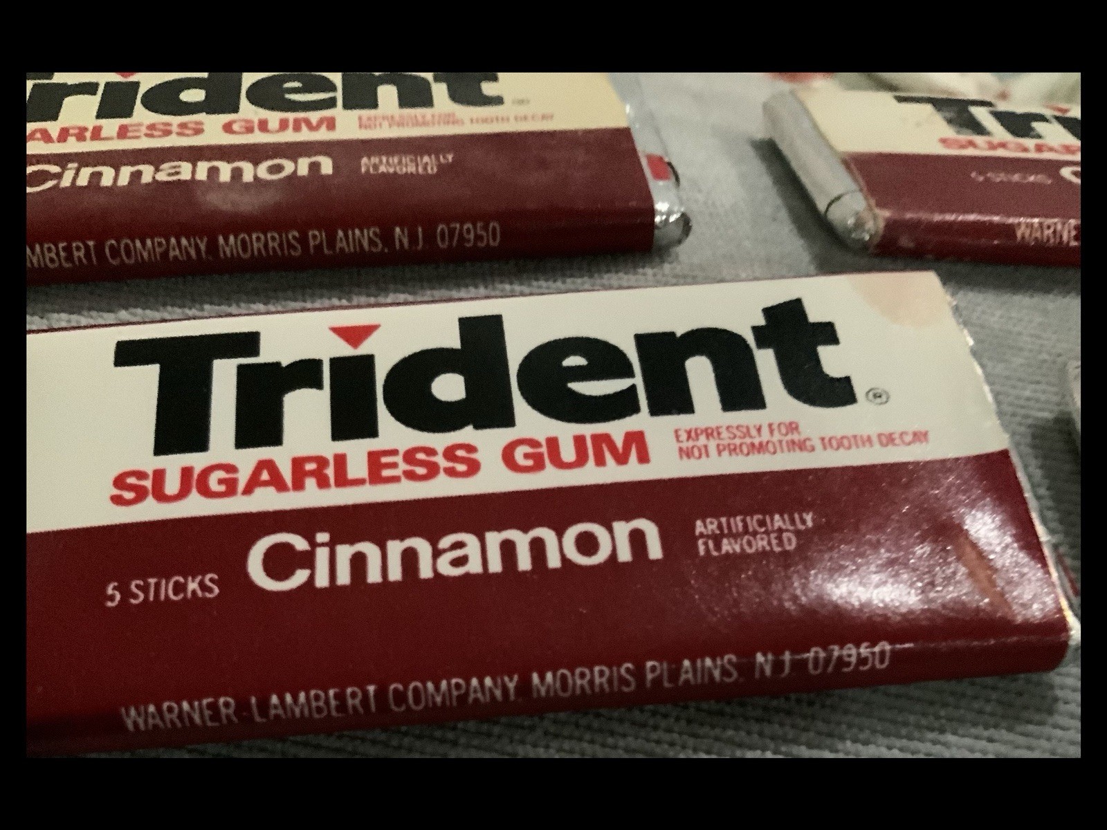 Vtg 1980’s TRIDENT Cinnamon Chewing Gum FOUR Packs NOS Unopened Advertising