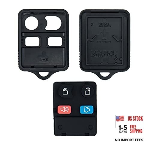 Keyless2Go Replacement for New Shell Case and 4 Button Pad for Remote Key Fob