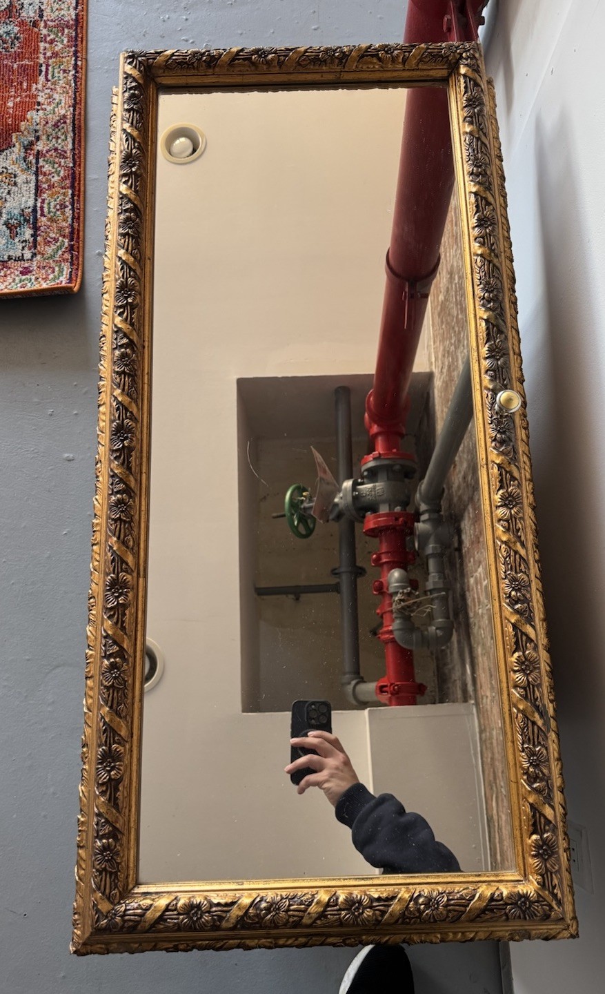 Antique Gold Solid Wooden Medicine Cabinet Glass Mirror 18x38x5 inches