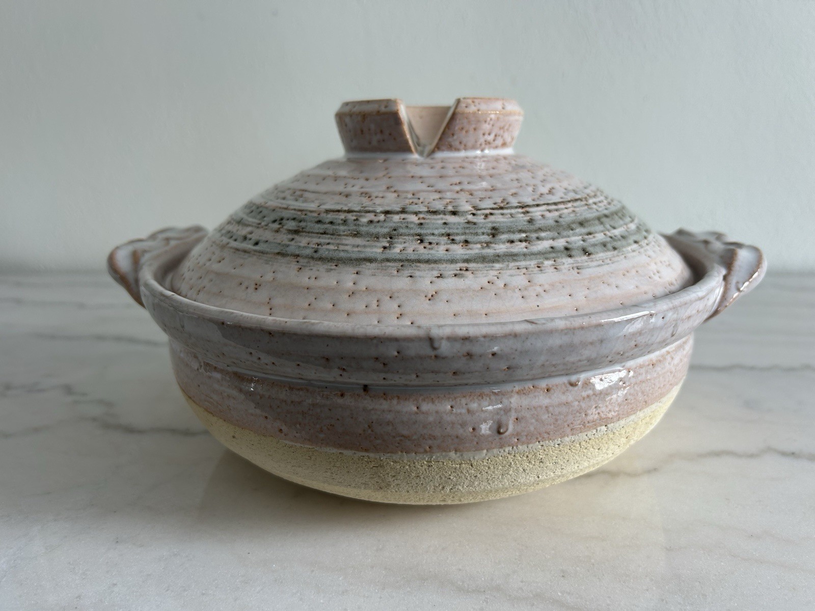 Large Vintage Japanese Banko Shino Ware Donabe Clay Earthenware Pot