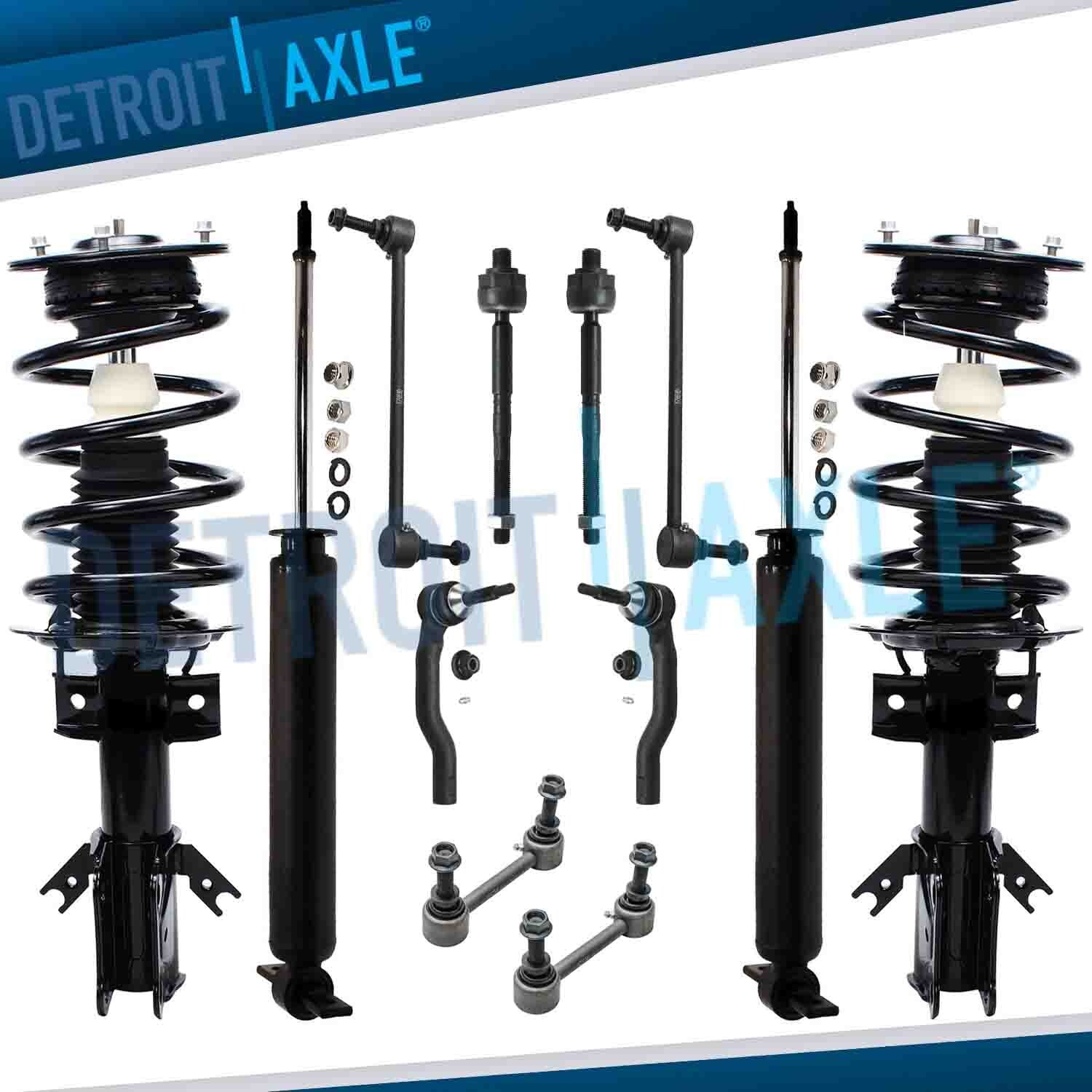 Front Struts w/Spring Rear Shocks Sway Bars Tie Rods Kit for 2013-18 Ford Fusion