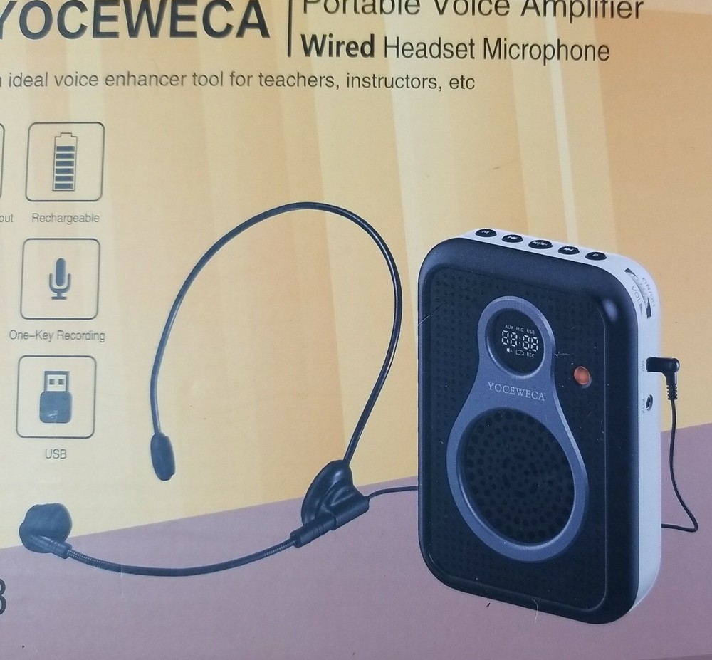 Voice Amplifier Portable with Wired Headset Microphone Speaker, Rechargeable