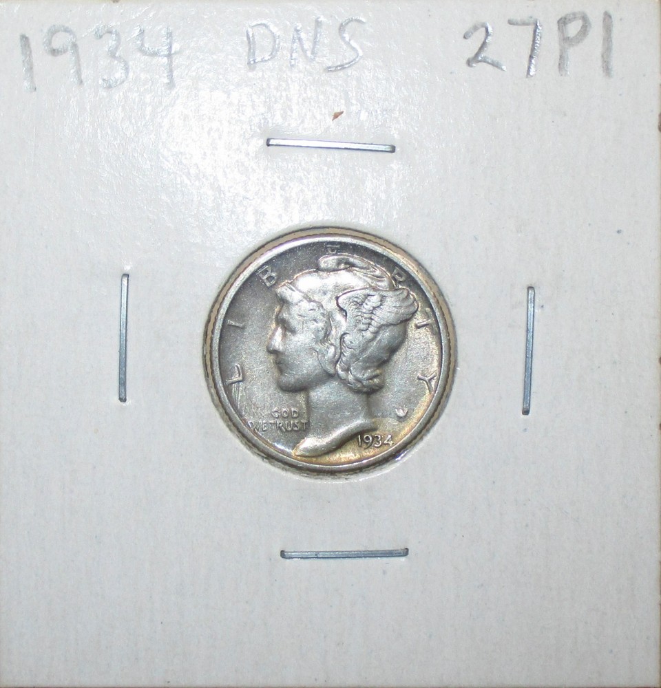 1934 Mercury Silver Dime Error Coin - Laminate?