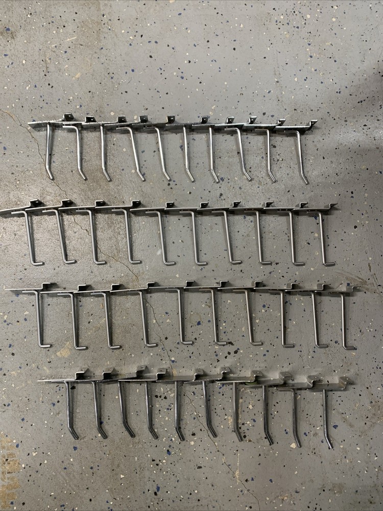 Slatwall Hook Bundle - 40 Pcs chrome  slat hooks 4”