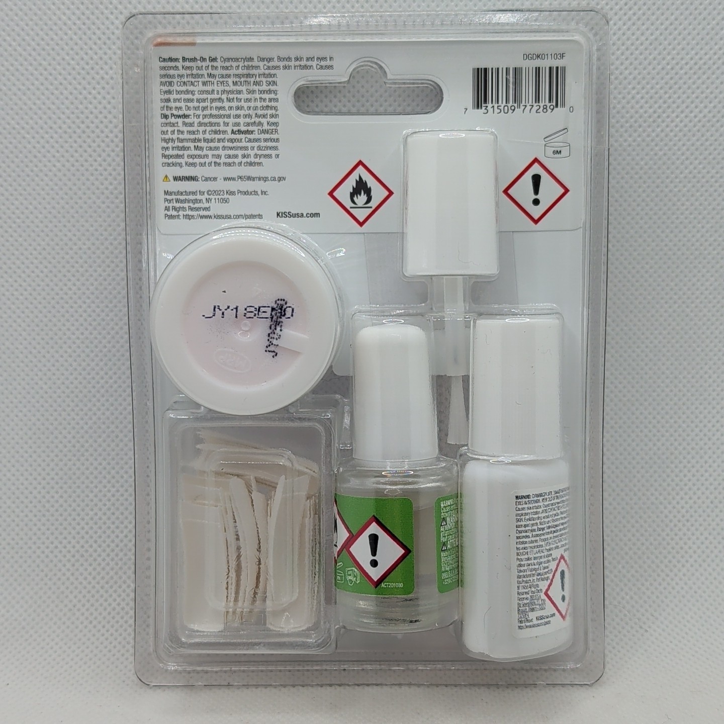 Kiss Dip Nail Kit Acrylic Strength 20 Tips New Set Brush On Gel Activator DGDK01