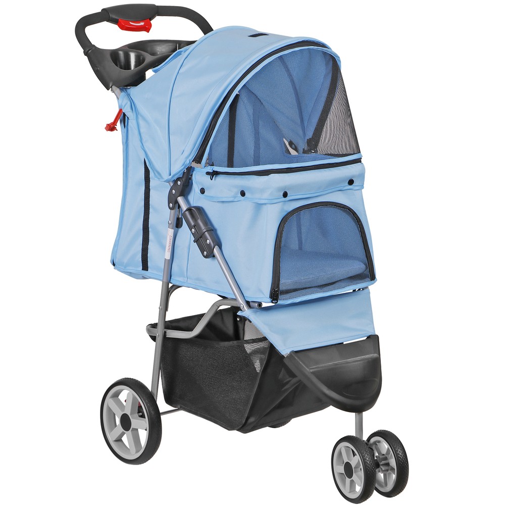 Dog Stroller 3 Wheels Pet Stroller Cat Jogger Stroller Lightweight Foldable Blue