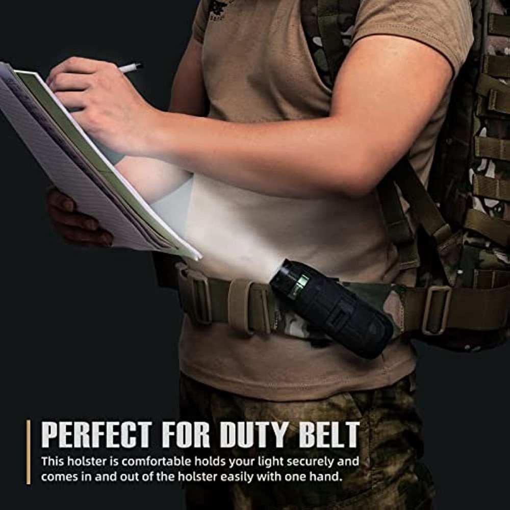 2PCS Tactical Flashlight Pouch Holster Rotatable Flashlight Holder Belt Clip Bag