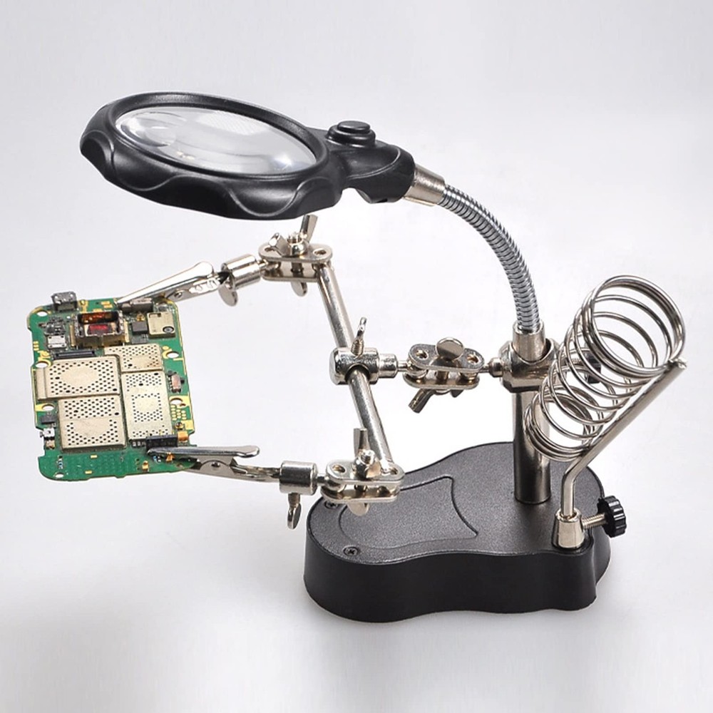 FLEXMAN LED Light Helping Hands Magnifier Station, Professional Desktop LED...