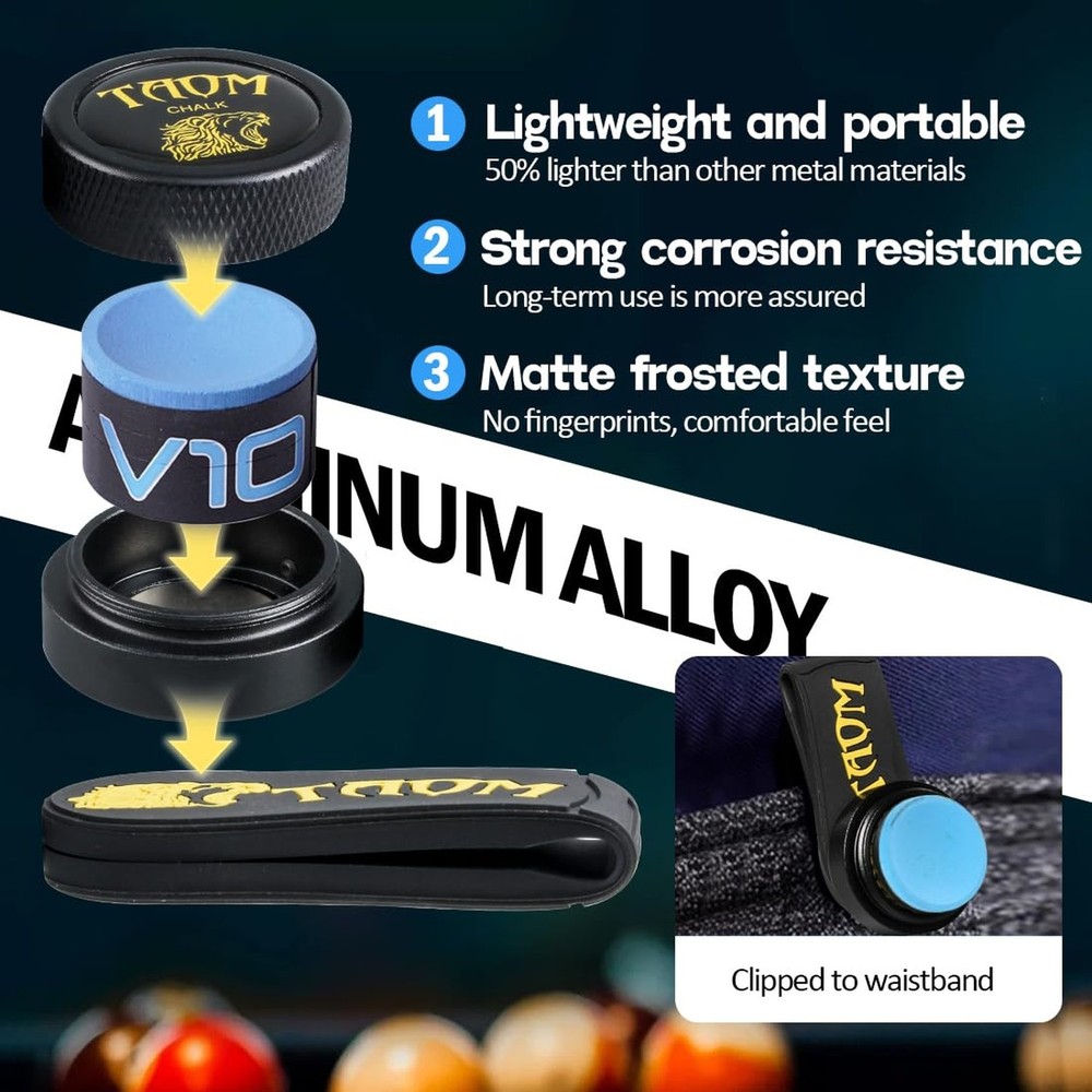 TAOM Upgrade Pool Chalk Holder Round Shaped Practical Tool Billiards Accessor...