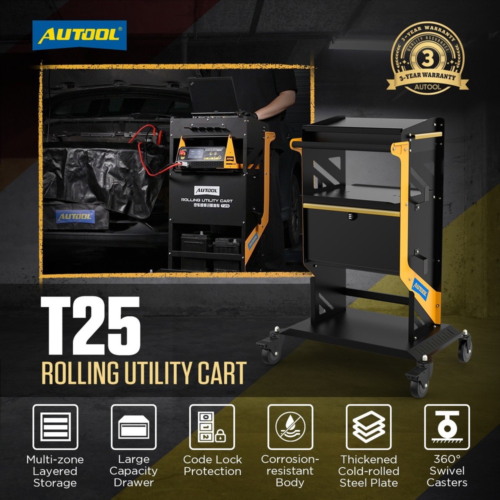 Rolling Tool Cart Mechanic Storage Trolley For ECU Reprogramming Power Supply