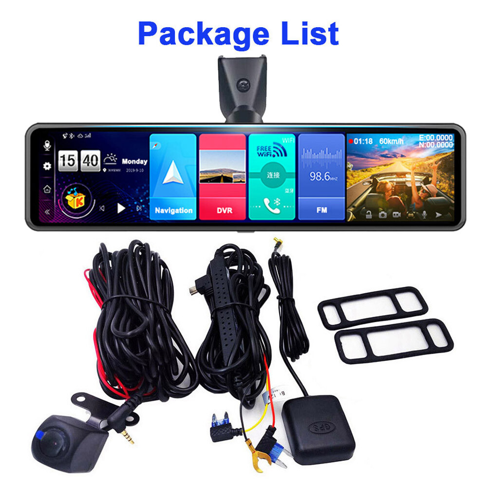 4G Wifi Car DVR Backup Mirror With Dual Cameras Android Dash Cam Gps Navigation