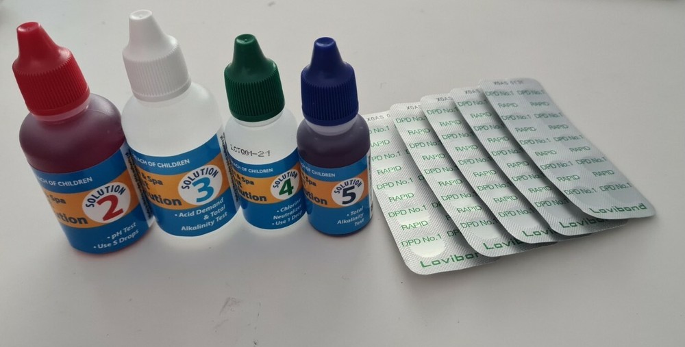 4in1 Aussie Gold Pool Test Kit Refill - Solutions 2 3 4 5 & 50 DPD1 Tablets