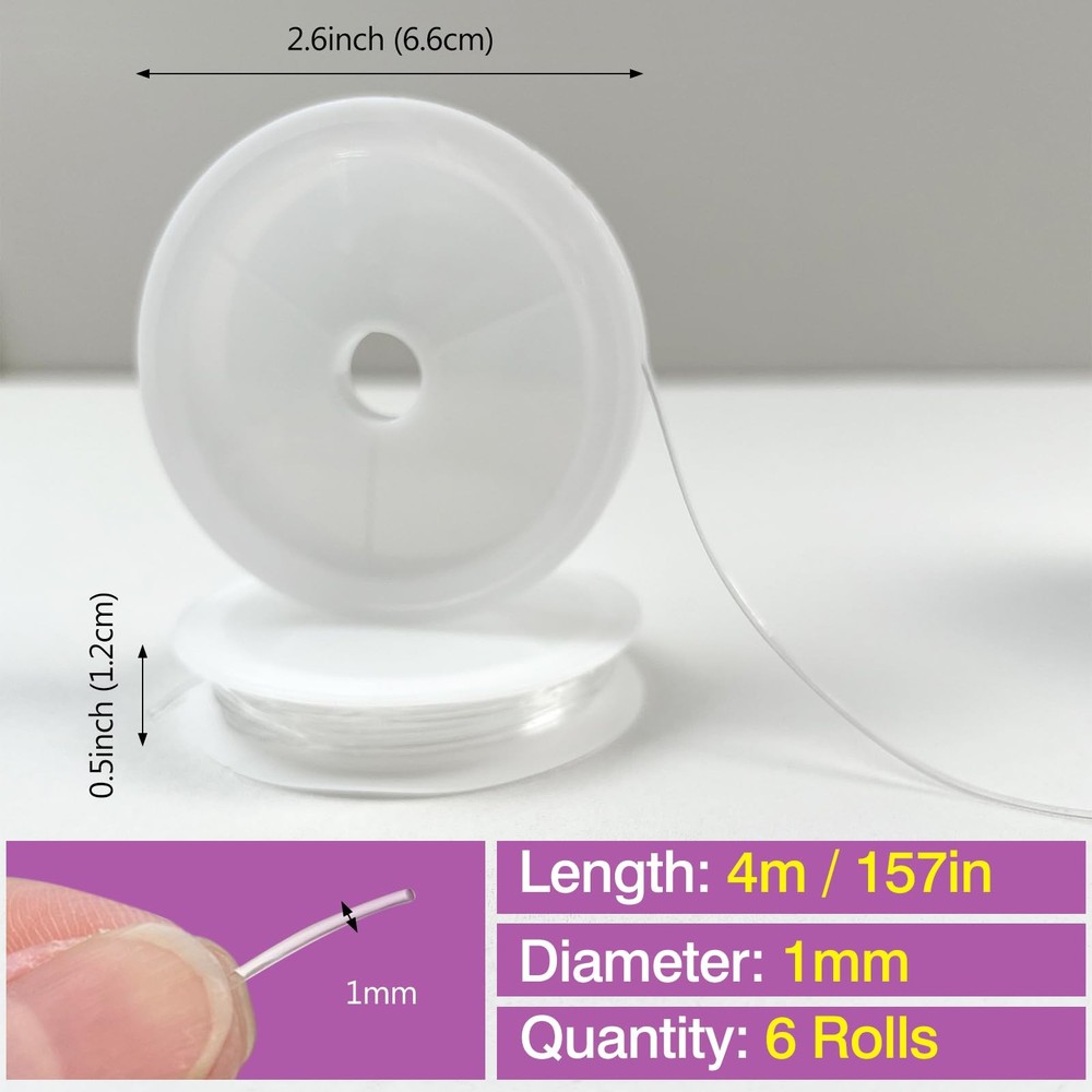 1mm Clear Elastic Bracelet String Cord – Stretch Beading Thread Transparent