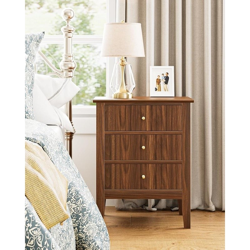 Stylish Nightstand W/ Ample Storage Elegant Bedside Table Minimalist Design New