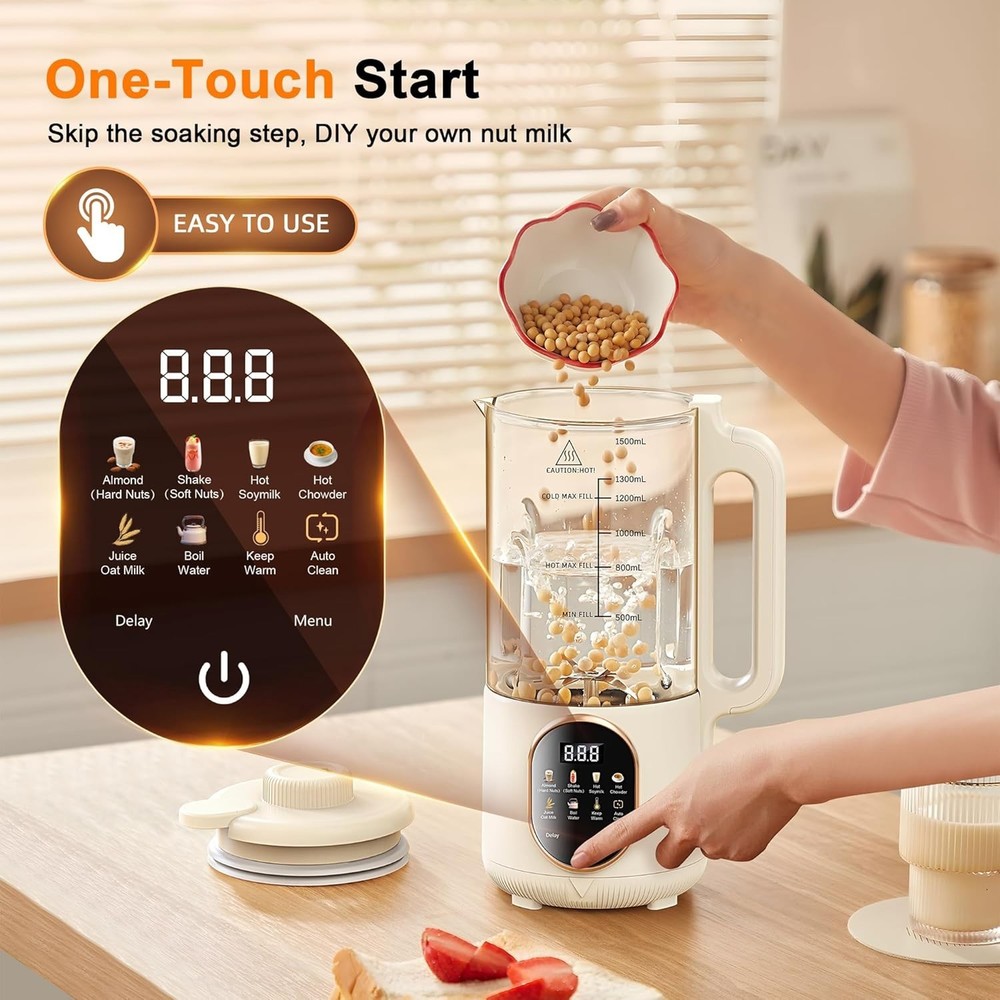 Modern 50oz Nut Milk Machine - Automatic with Delay Start and Keep Warm Features